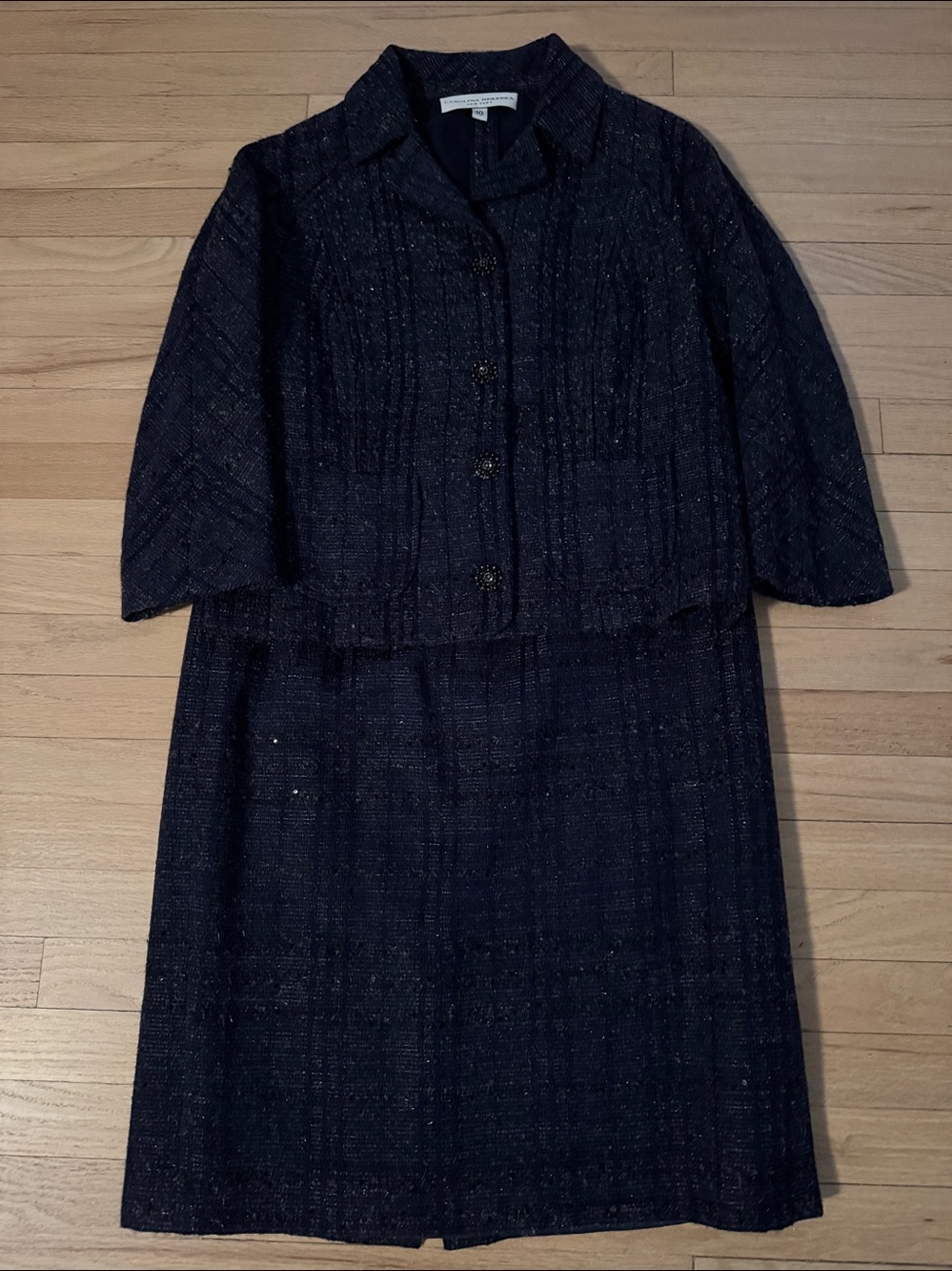 Carolina Herrera Vintage Tweed Mohair Jeweled Suit Set